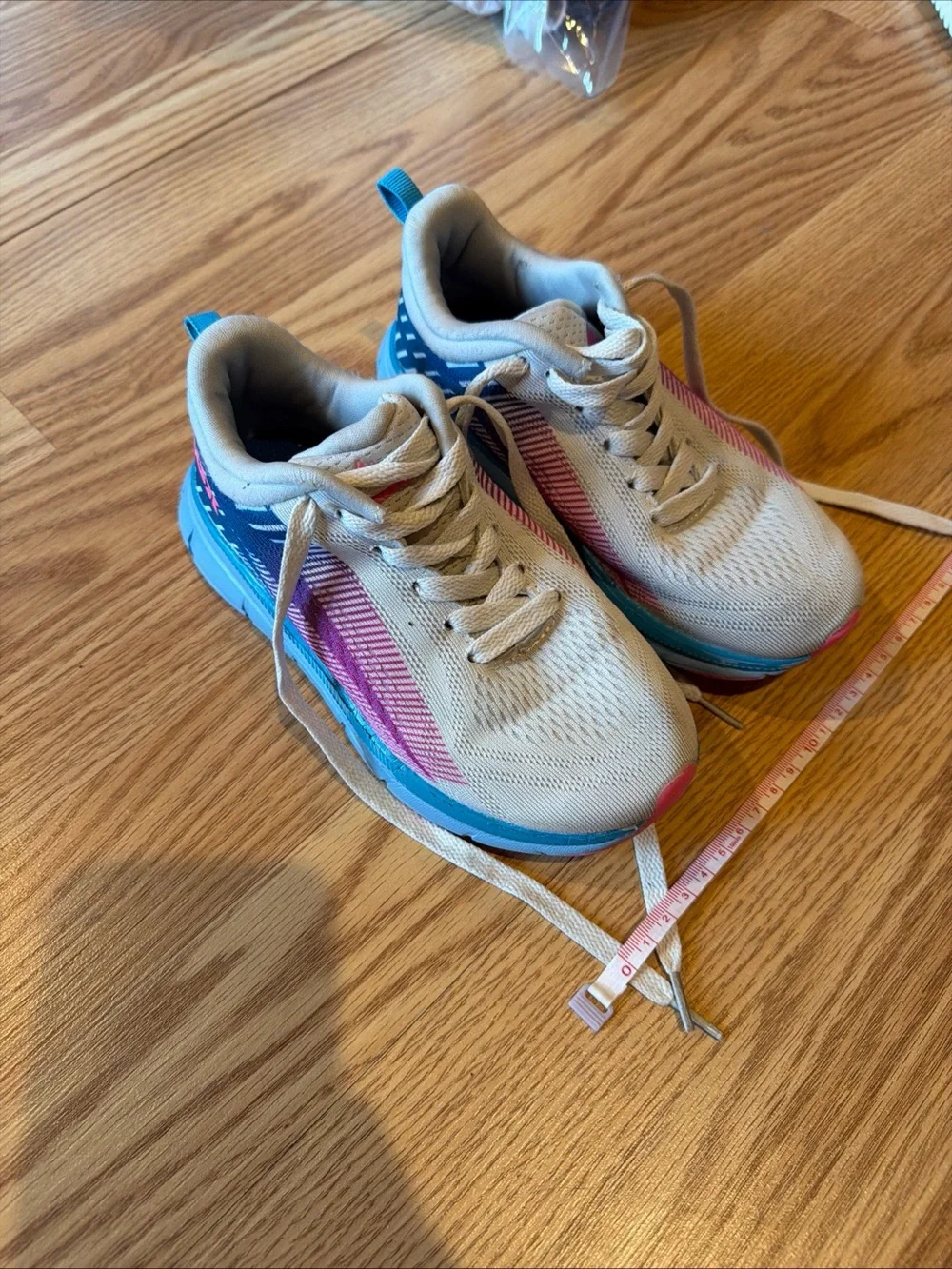 RBX Girls Athletic Sneakers - Light Gray with Blue & Pink Accents size 1